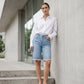 Women’s Casual High Waisted Fringed Denim Shorts