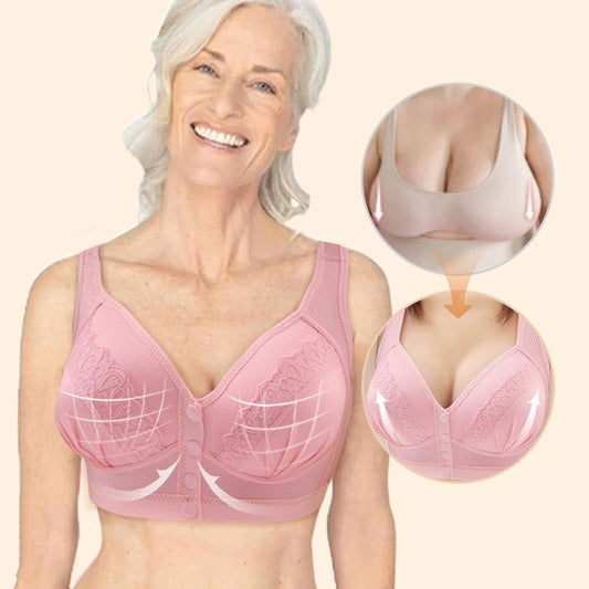 📢📢50% OFF !! ⏰Front Button Breathable Skin-Friendly Cotton Bra