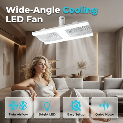 🌬️✨Dual-Head Ceiling Fan with LED Light – Modern Design with Remote Control for Living Room & Bedroom