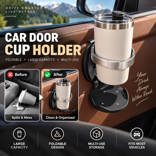 🔥 50% OFF! 🚗 Foldable Car Door Cup Holder – Large Bottle Storage Organizer for Drinks, Water Bottles & Travel