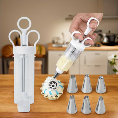 🍪 Stainless Steel Cookie Press & Cake Decorating Gun Kit – Reusable Pastry Tool Set for Cookies, Cupcakes & Homemade Desserts ✨