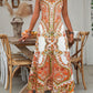 📢📢Last Day-50% OFF!!⏰Women’s Retro Print V-Neck Sleeveless Maxi Dress