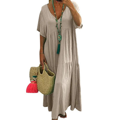 📢📢Last Day-50% OFF!!⏰Women’s Casual Long Dress with Short Sleeves