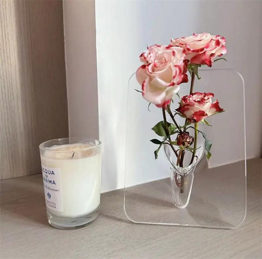 🌹 50% OFF NOW! 🖼️ Photo Frame Shaped Clear Flower Vase – Wall-mountable & space-saving – Unique design, perfect for dried or fresh flowers – elegant home or office decor ✨
