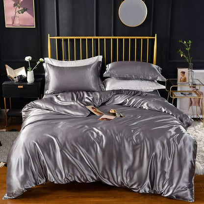 ✨🛏️ 50% OFF Limited Time! Solid Color Satin Bedding Set | Silky Soft Bed Sheet, Duvet Cover & Pillowcases for a Luxurious Bedroom