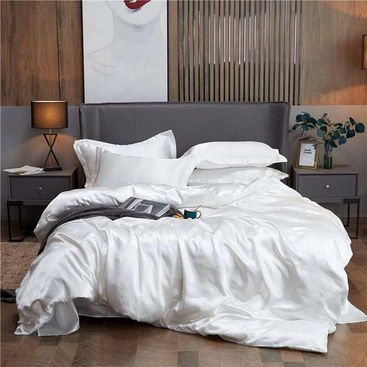 ✨🛏️ 50% OFF Limited Time! Solid Color Satin Bedding Set | Silky Soft Bed Sheet, Duvet Cover & Pillowcases for a Luxurious Bedroom