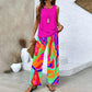 📢📢Last Day-50% OFF!!⏰ Women’s Trendy Print 2-Piece Outfit – Sleeveless Top & Pants Combo!"