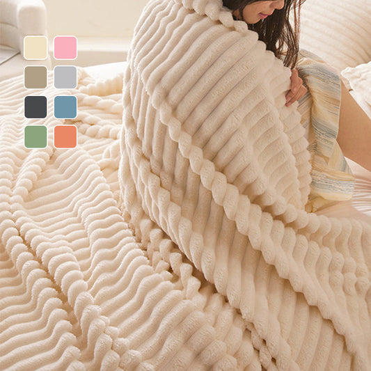 🛍️ 50% Off – Cozy Flannel Throw Blanket with Rabbit Fur Look – Soft, Lightweight & Versatile – Ideal for Office, Sofa & Travel 🛋️