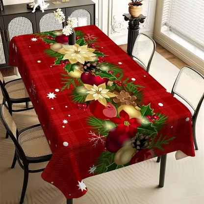 🔥 50% OFF 🎄 Waterproof Christmas Tablecloth – Red Rectangular Holiday Table Cover, Premium Decorative Tablecloth for Festive Dining ✨