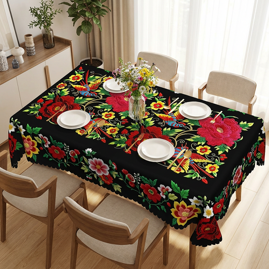 🔥Hot Sale🔥Mexican Floral Tablecloth With Scalloped Edge (50% OFF)