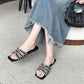 📢Mid-Season Sale: 50% off – limited time ⏰Women's Geometric Rhinestone Square Toe Flat Slides👡