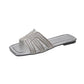 📢Mid-Season Sale: 50% off – limited time ⏰Women's Geometric Rhinestone Square Toe Flat Slides👡