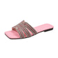📢Mid-Season Sale: 50% off – limited time ⏰Women's Geometric Rhinestone Square Toe Flat Slides👡