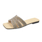 📢Mid-Season Sale: 50% off – limited time ⏰Women's Geometric Rhinestone Square Toe Flat Slides👡