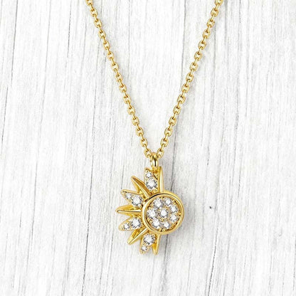 📢📢50% OFF !! ⏰Sun and Moon Pendant Necklace with Rhinestones