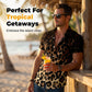 Men's Short Sleeve Leopard Print Button Down Shirt