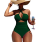 🏖️ LIMITED-TIME 50% OFF! ✨ Criss Cross Halter One-Piece Swimsuit – Tummy Control, Cutout ✨