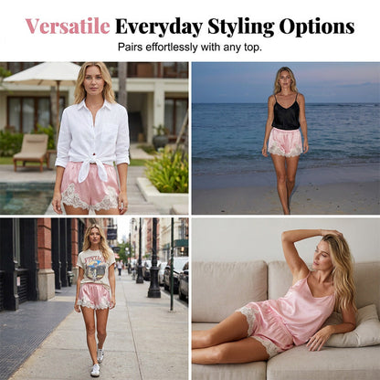 📢📢Last Day-50% OFF!!⏰ 50K+ SOLD! ✨Satin Lace Trim Shorts