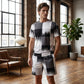 🌞 NEW: Summer Collection with up to 50% off 🛍️Men's Abstract Print T-Shirt & Shorts Set