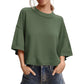 📢📢Last Day-50% OFF!!⏰Cosy Cropped Sweater 🌸 Women’s Short Sleeve Relaxed Fit Knit Top☕️