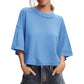 📢📢Last Day-50% OFF!!⏰Cosy Cropped Sweater 🌸 Women’s Short Sleeve Relaxed Fit Knit Top☕️