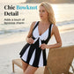 Plus Size Black & White Swimsuit – Elegant Figure-Flattering Bow Design for Beach & Pool 🎀