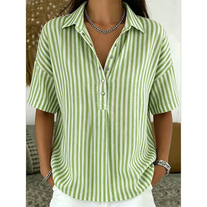 📢📢Last Day-50% OFF!!⏰Women's Casual Striped Short-Sleeve Shirt