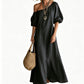 ⏰ 50% OFF – Limited Time Only✨Women's One-Shoulder Puff Sleeve Maxi Dress