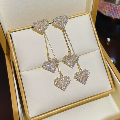 📢📢50% OFF !! ⏰Romantic Long Chain Heart Drop Earrings