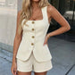 🌸 50% OFF NOW! 🌸Elegant Square Neck Vest & Shorts Set