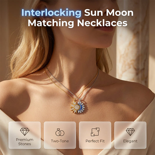 🌞🌛 Dual Pendant Layered Necklace – Sun & Moon Charm Set, Adjustable Chain Lengths, Versatile 2-in-1 Necklace for Solo or Stacked Wear