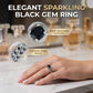 💍 LIMITED-TIME 50% OFF! 💥 Women's Vintage Black Zircon Ring – Solitaire, Filigree Band, Copper Base ✨