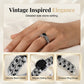 💍 LIMITED-TIME 50% OFF! 💥 Women's Vintage Black Zircon Ring – Solitaire, Filigree Band, Copper Base ✨