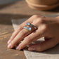 🌙 Handcrafted Moonstone Spoon Ring – Vintage Bow Embossed Design, Boho Gypsy Style with Rustic Patina, Perfect for Free-Spirited Soul