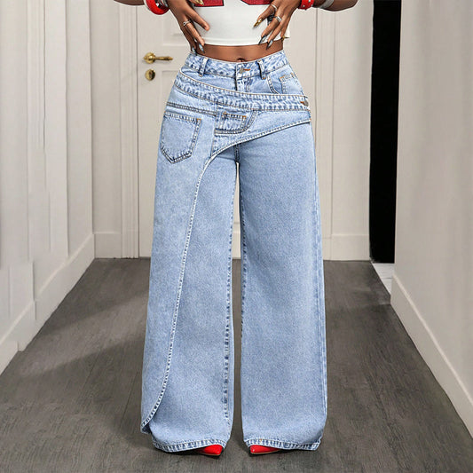 🎉 2026 Sale — Over 25,000 Sold! 💞 Women's Asymmetrical Waist Wide Leg Jeans