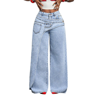 🎉 2026 Sale — Over 25,000 Sold! 💞 Women's Asymmetrical Waist Wide Leg Jeans