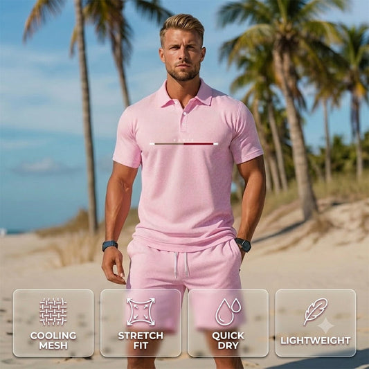 👕 2-teiliges Polo-Shirt & Shorts-Set für Herren – atmungsaktiv, bequem, vielseitig – perfekt für Sport, Alltag & entspannte Stunden unterwegs ☀️