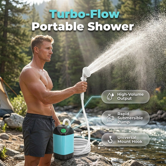 🏕️🚿Portable Camping Shower Pump – USB Rechargeable, Lightweight for Travel, Beach & RV