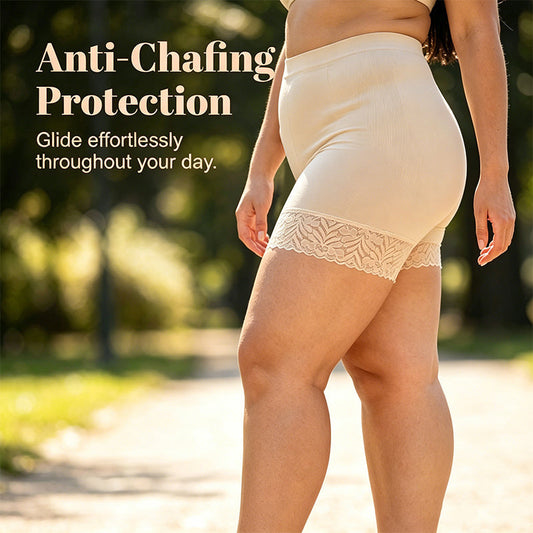 👙 BUY 1 GET 1 FREE! ✨ Women's High Waist Safety Shorts – Lace Trim, Tummy Control, Anti-Chafing 🌸