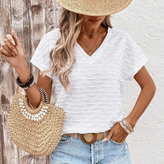 📢🔥LIMITED-TIME 50% OFF!⏰Women's Elegant Short Sleeve V-Neck Top