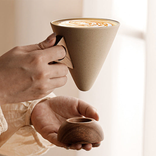 📢📢50% OFF !! ⏰Vintage Coffee Mug with Wooden Handle & Saucer