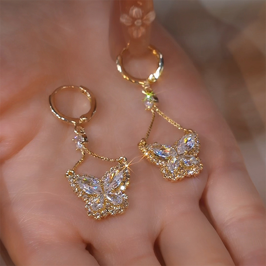 📢📢50% OFF !!⏰Sparkling Butterfly Drop Earrings