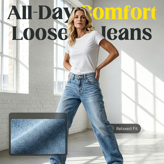 👖✨ Women's Relaxed Fit Straight Leg Jeans – High Waist Stretch Denim Pants for Everyday Comfort
