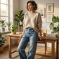 👖✨ Women's Relaxed Fit Straight Leg Jeans – High Waist Stretch Denim Pants for Everyday Comfort