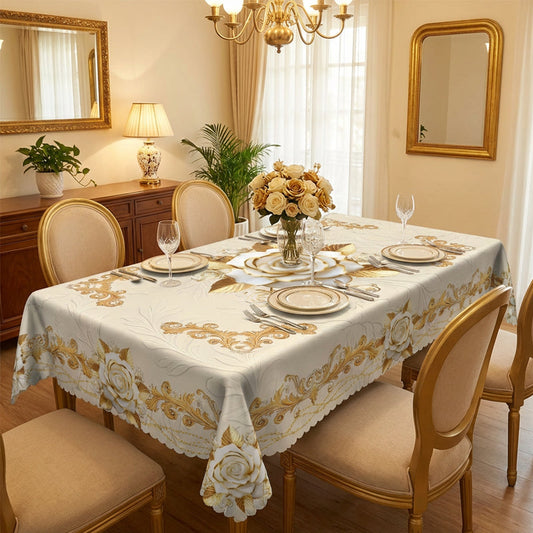🌸LIMITED-TIME 50% OFF!⏰Waterproof Gold Rose Tablecloth