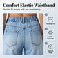 👖 LIMITED TIME 50% OFF! ✨ Women's Wide-Leg Jeans with Patch Pockets – Relaxed Fit, Vintage Wash & Elastic Waistband 💙