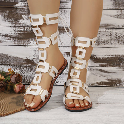 🌸LIMITED-TIME 50% OFF!⏰Lace-Up Roman Style Flat Sandals for Summer