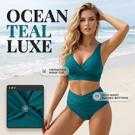 🌸LIMITED-TIME 50% OFF!⏰Women’s High-Waisted Ruched Bikini Set