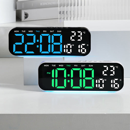 LED Display Digital Alarm Clock with Date Temp Weekday