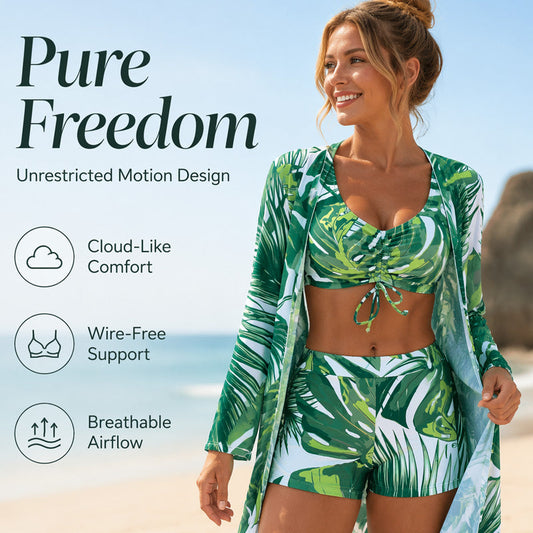 Women Tropical Print 3-Piece Swimwear Set